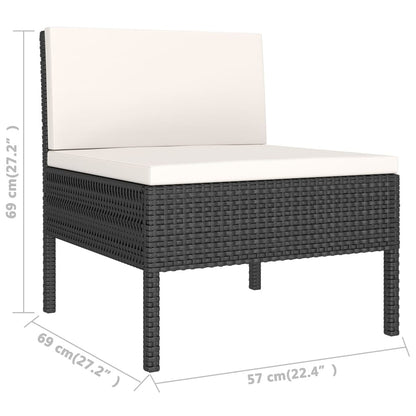 12 Piece Patio Lounge Set with Cushions Poly Rattan Black
