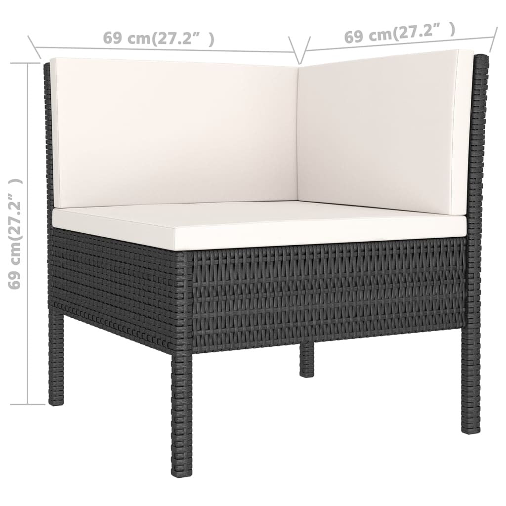 12 Piece Patio Lounge Set with Cushions Poly Rattan Black