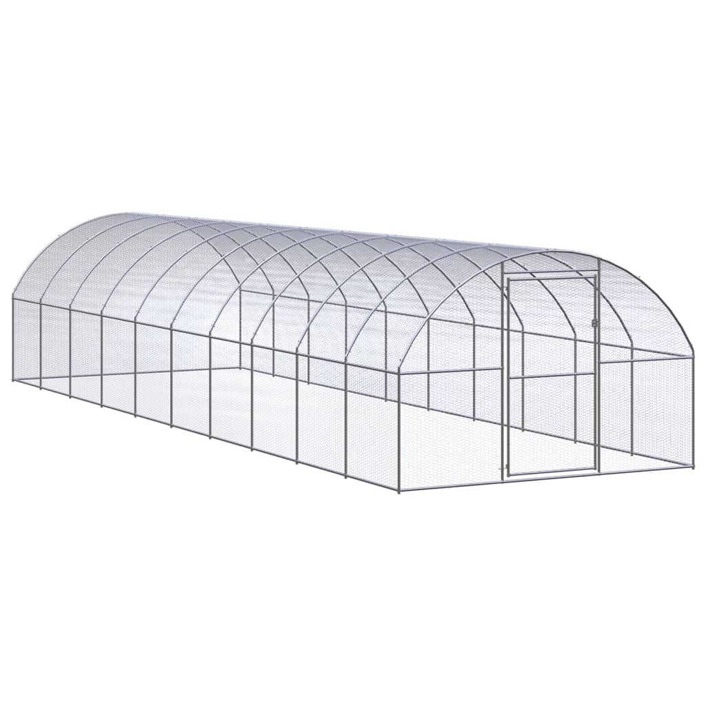 Outdoor Chicken Coop 9.8'x32.8'x6.6'Galvanized Steel