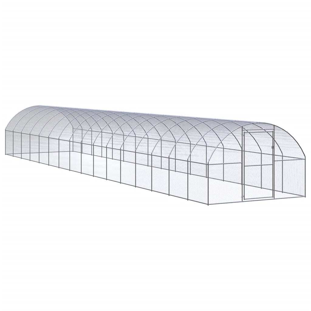 Outdoor Chicken Coop 9.8'x52.5'x6.6'Galvanized Steel