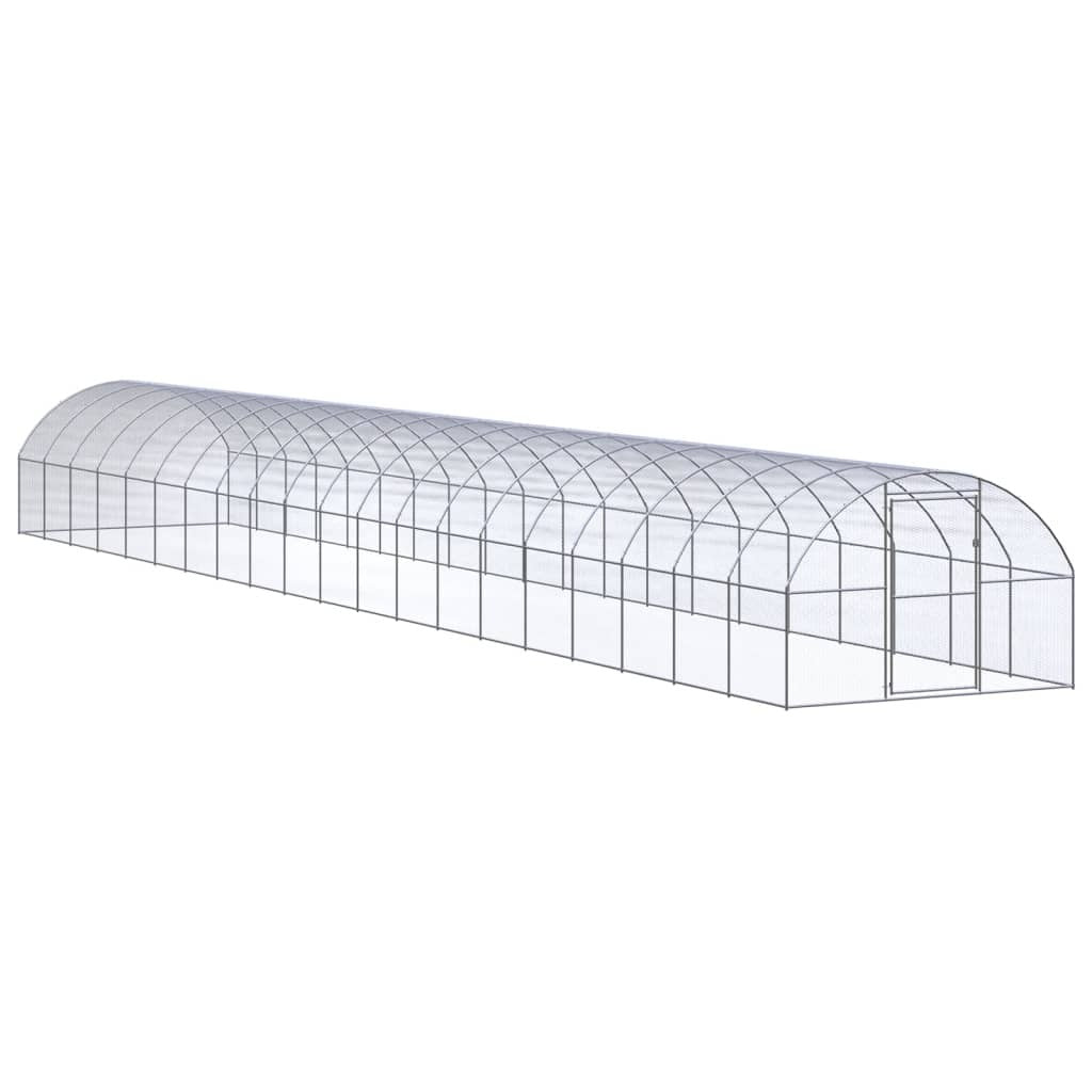 Outdoor Chicken Coop 9.8'x65.6'x6.6'Galvanized Steel