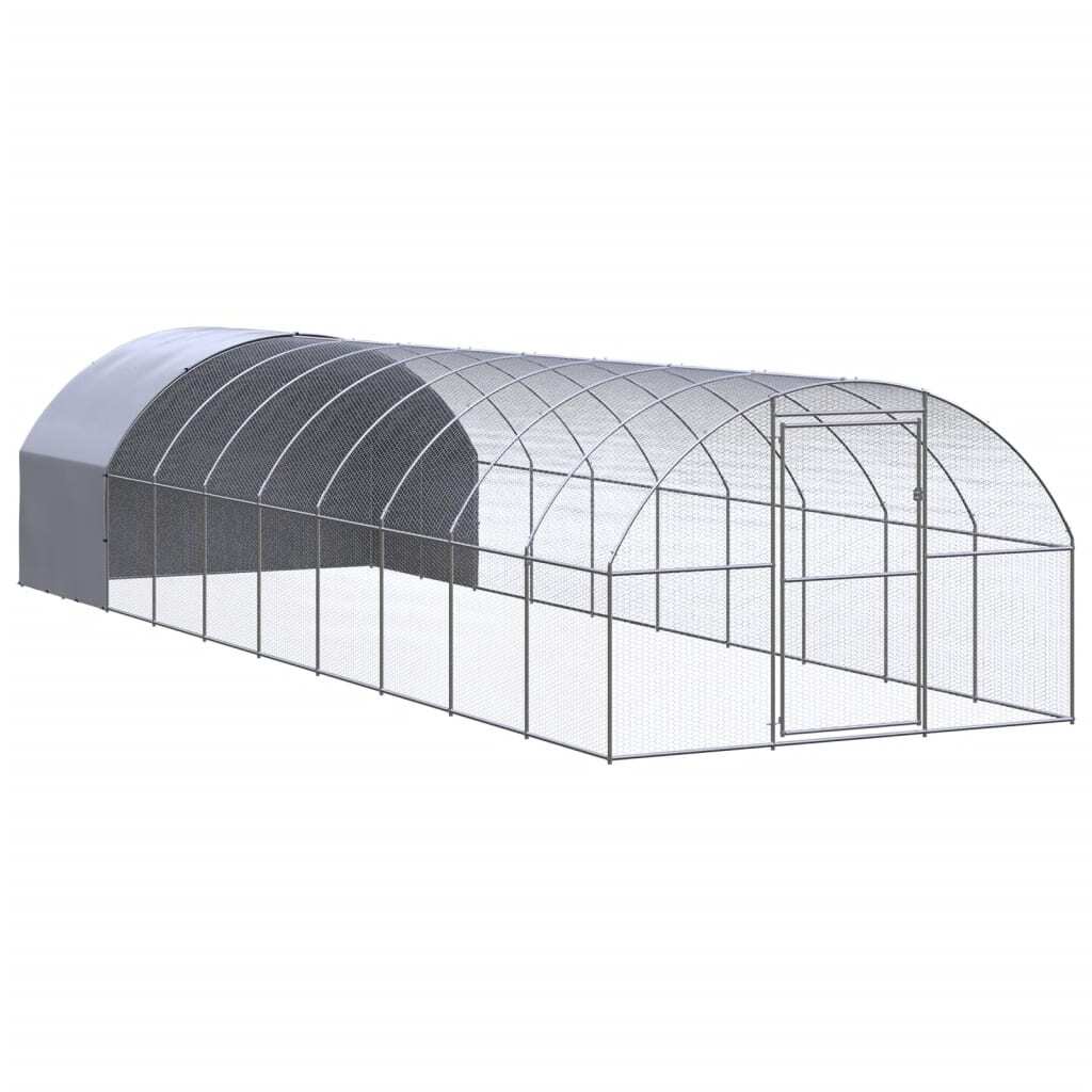 Outdoor Chicken Coop 9.8'x32.8'x6.6'Galvanized Steel