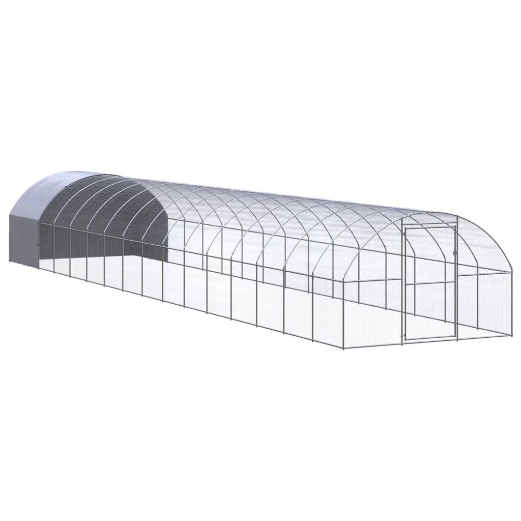 Outdoor Chicken Coop 9.8'x52.5'x6.6'Galvanized Steel