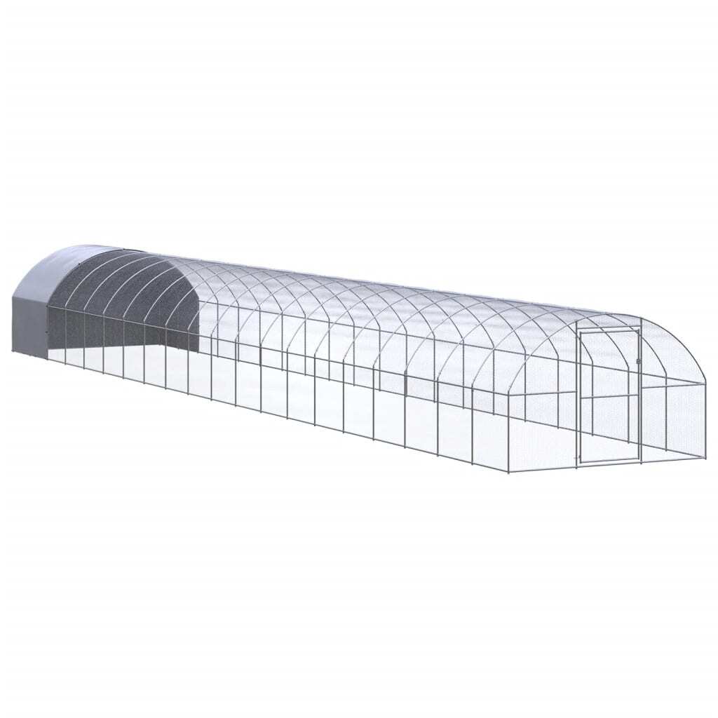 Outdoor Chicken Coop 9.8'x65.6'x6.6'Galvanized Steel