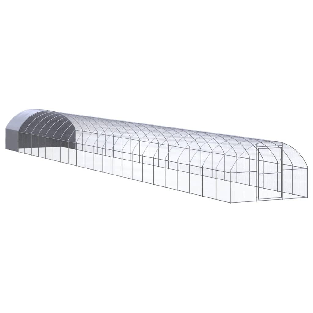 Outdoor Chicken Coop 9.8'x78.7'x6.6'Galvanized Steel