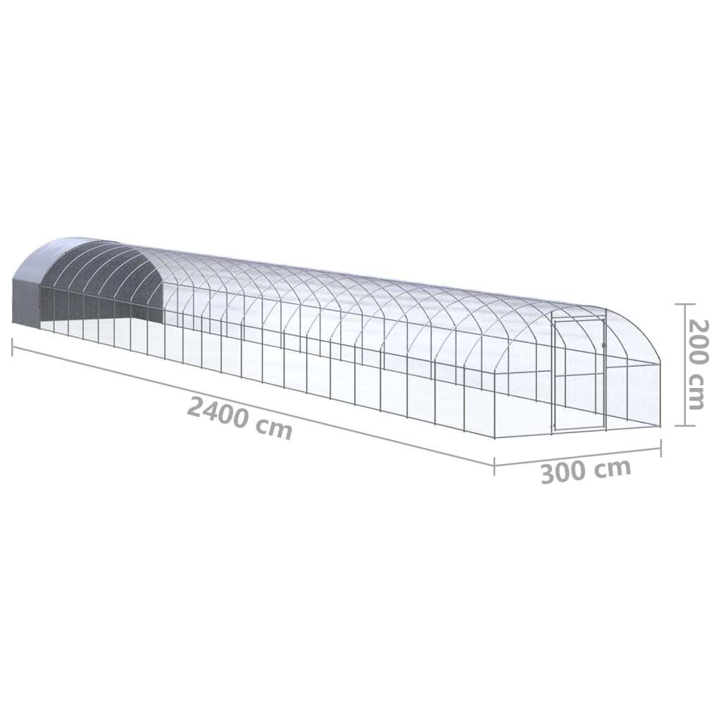 Outdoor Chicken Coop 9.8'x78.7'x6.6'Galvanized Steel