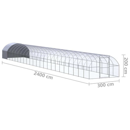 Outdoor Chicken Coop 9.8'x78.7'x6.6'Galvanized Steel