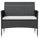 16 Piece Patio Lounge Set with Cushions Poly Rattan Black
