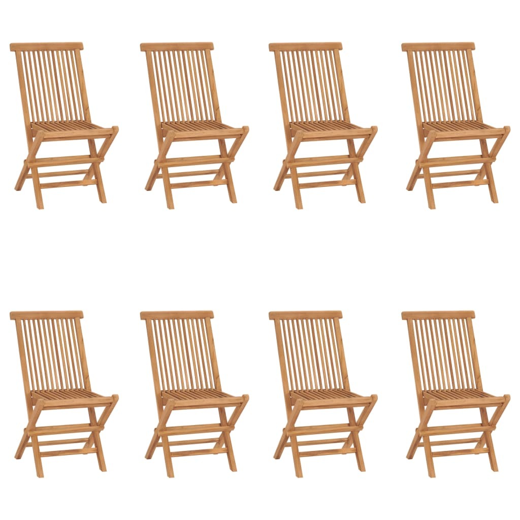 Folding Patio Chairs 8 pcs Solid Teak Wood