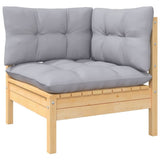 10 Piece Patio Lounge Set with Gray Cushions Solid Pinewood