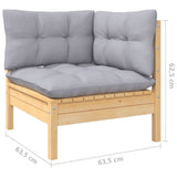 10 Piece Patio Lounge Set with Gray Cushions Pinewood