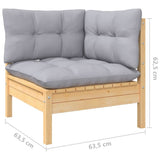 10 Piece Patio Lounge Set with Gray Cushions Pinewood