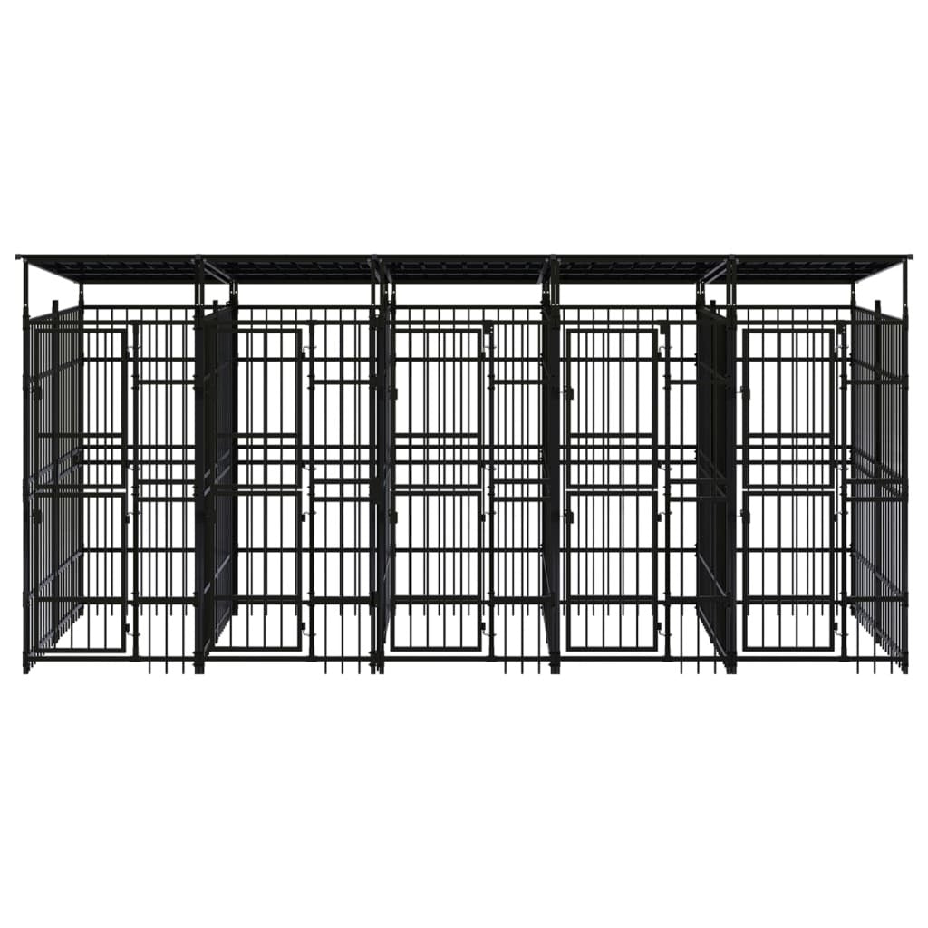 Outdoor Dog Kennel with Roof Steel 99.2 ft²