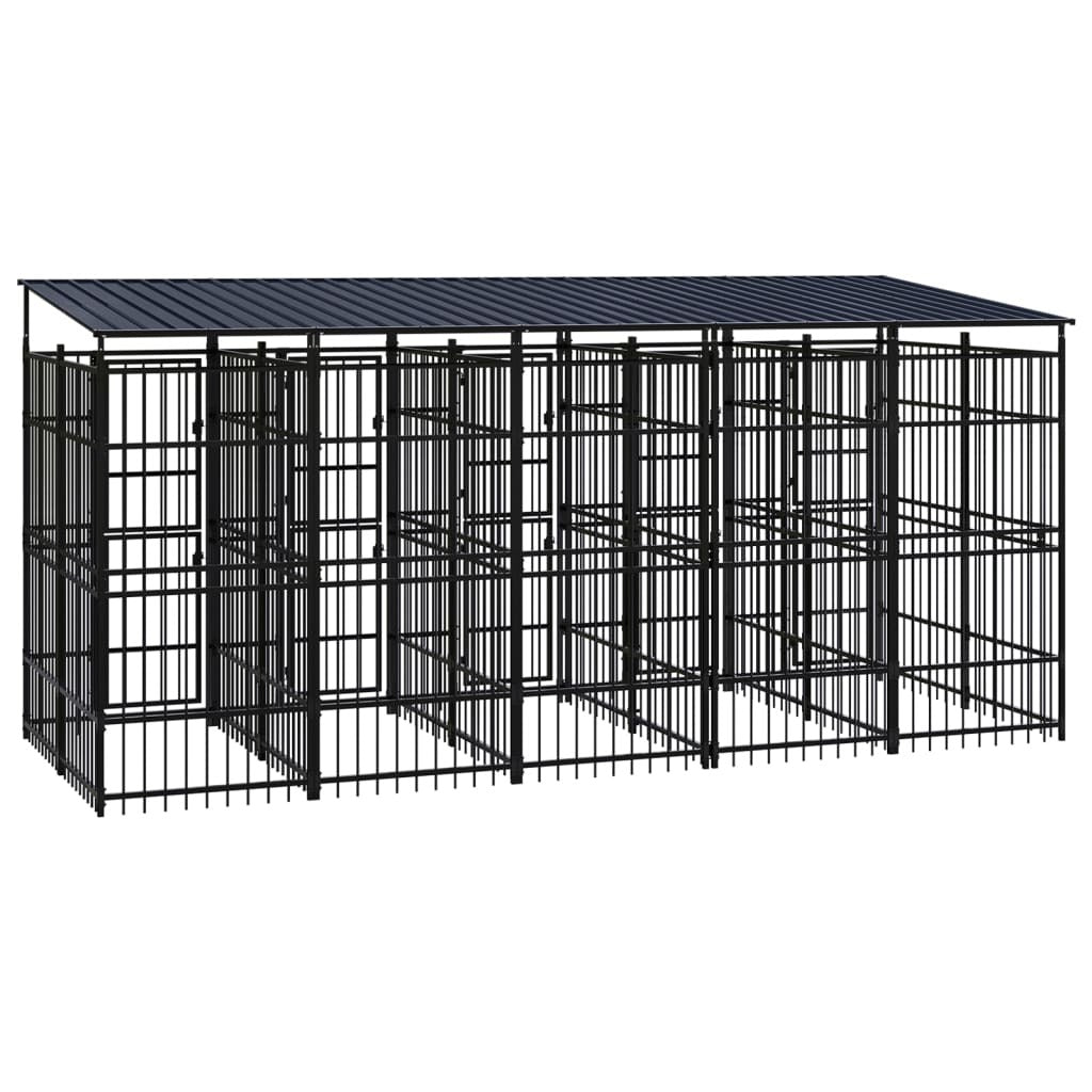 Outdoor Dog Kennel with Roof Steel 99.2 ft²