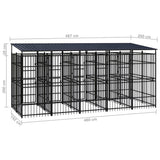 Outdoor Dog Kennel with Roof Steel 99.2 ft²