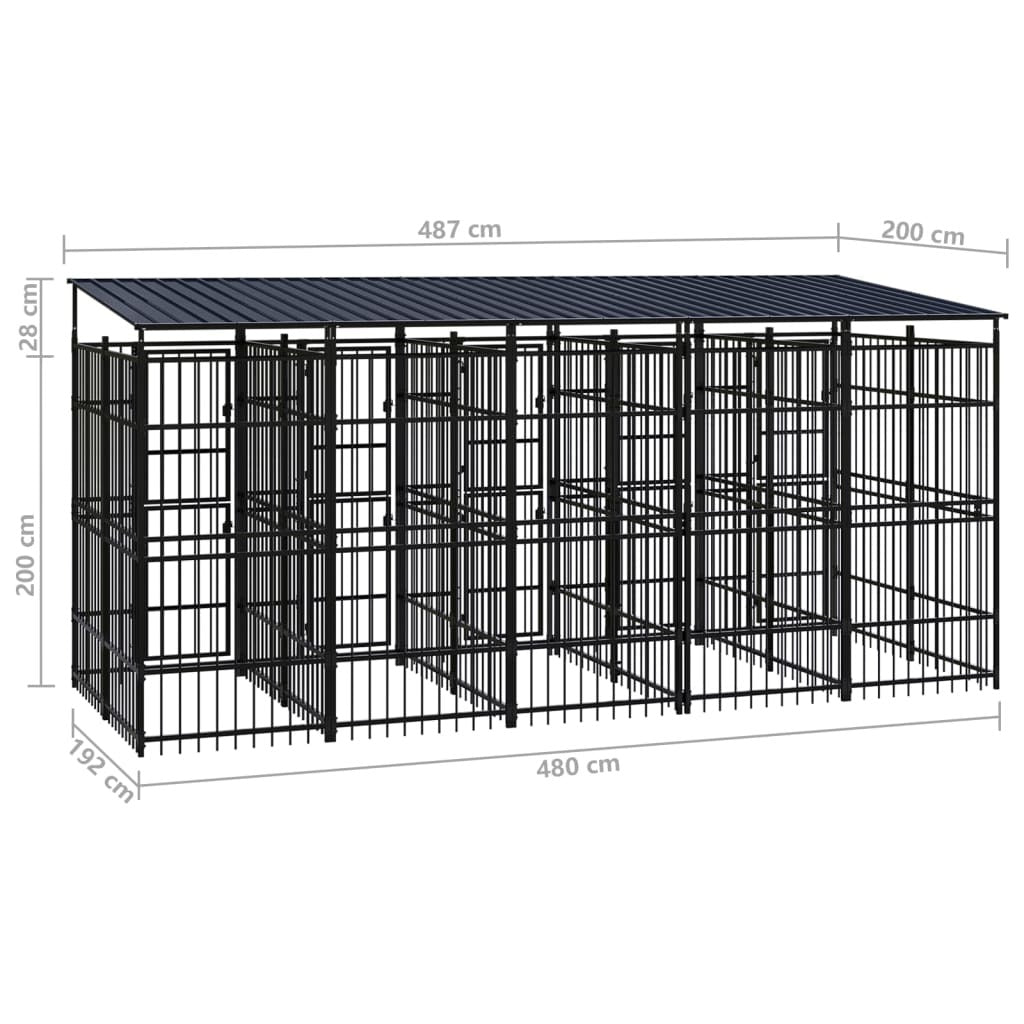 Outdoor Dog Kennel with Roof Steel 99.2 ft²
