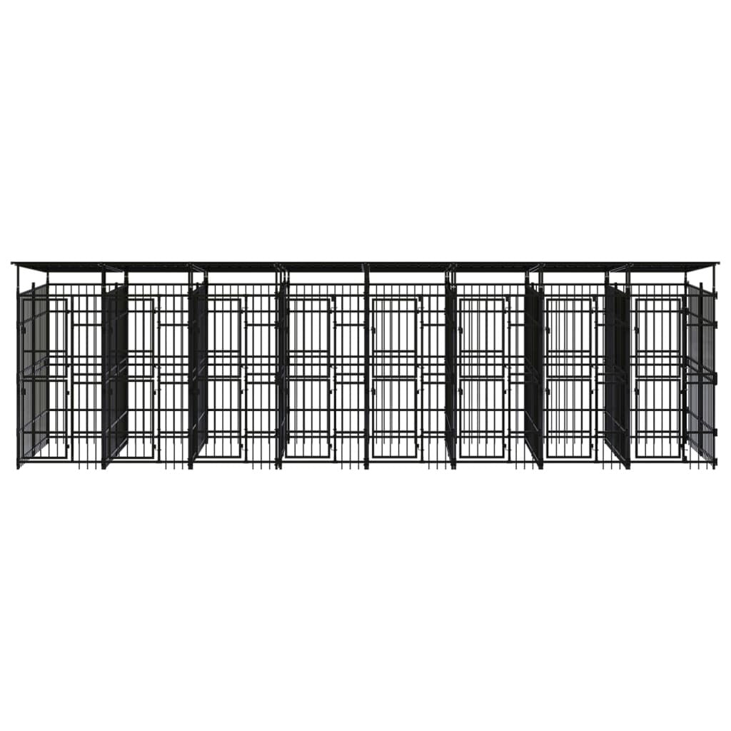 Outdoor Dog Kennel with Roof Steel 158.8 ft²