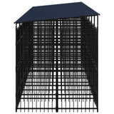 Outdoor Dog Kennel with Roof Steel 158.8 ft²