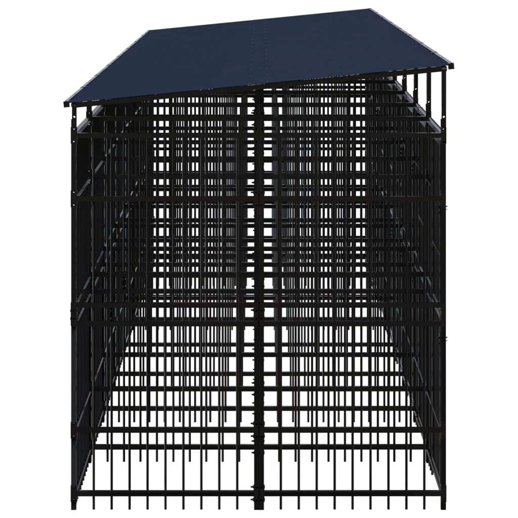 Outdoor Dog Kennel with Roof Steel 158.8 ft²