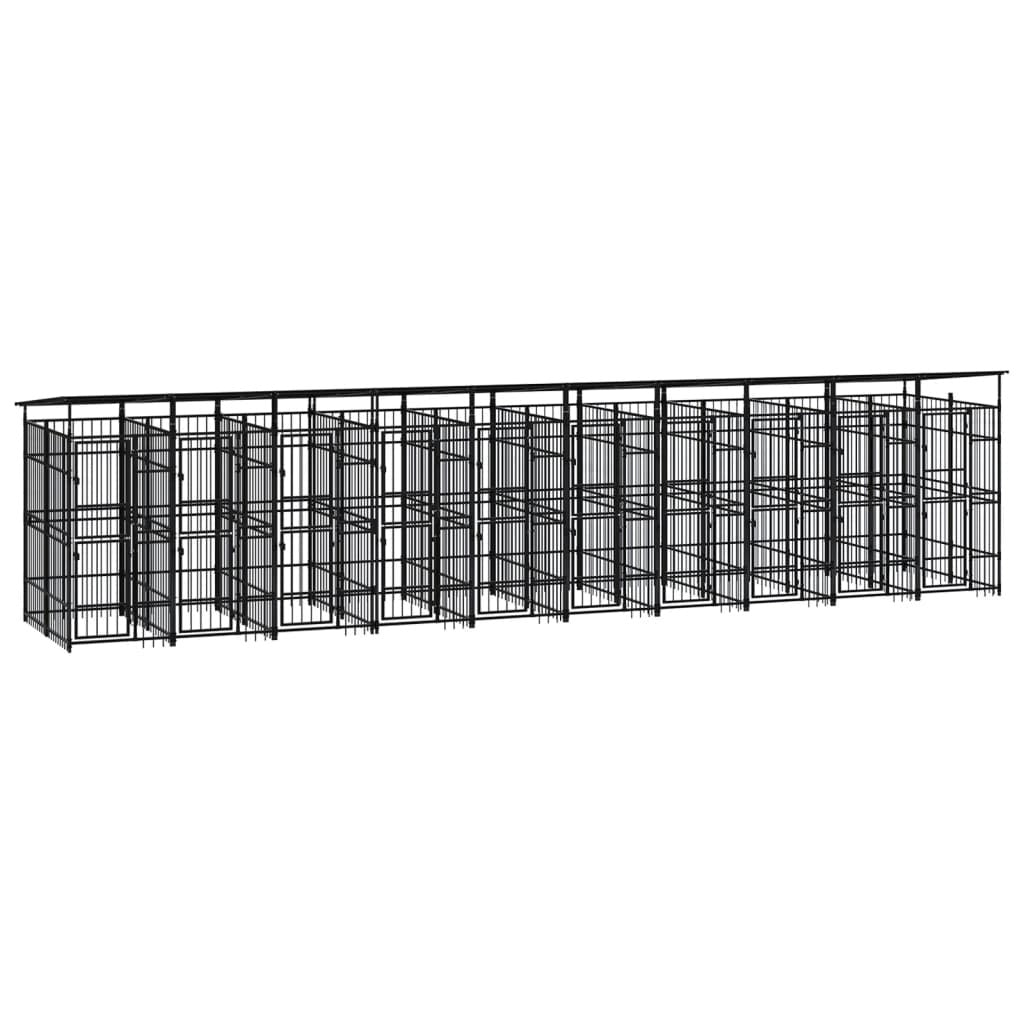 Outdoor Dog Kennel with Roof Steel 198.4 ft²