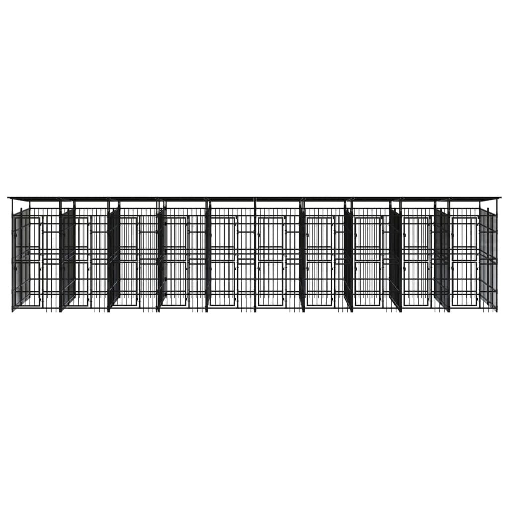 Outdoor Dog Kennel with Roof Steel 198.4 ft²