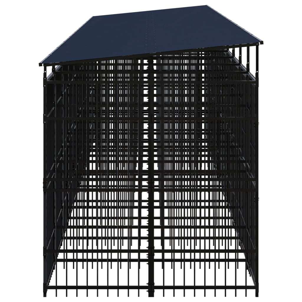 Outdoor Dog Kennel with Roof Steel 198.4 ft²