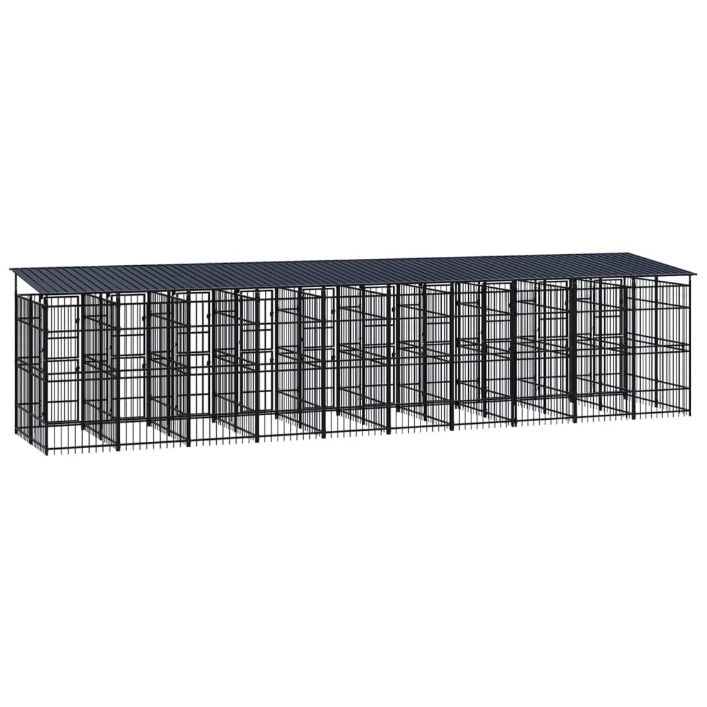 Outdoor Dog Kennel with Roof Steel 198.4 ft²