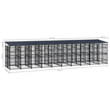 Outdoor Dog Kennel with Roof Steel 198.4 ft²