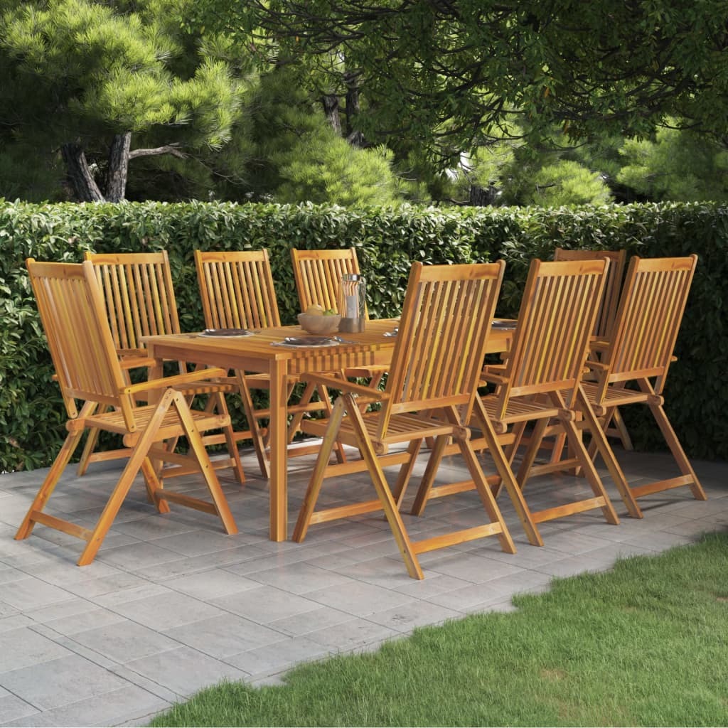 9 Piece Patio Dining Set Solid Wood Acacia