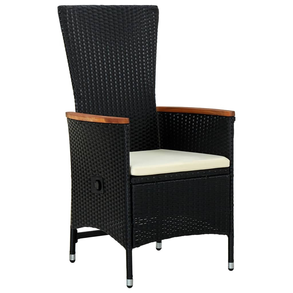 7 Piece Patio Dining Set with Cushions Black