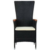 7 Piece Patio Dining Set with Cushions Black