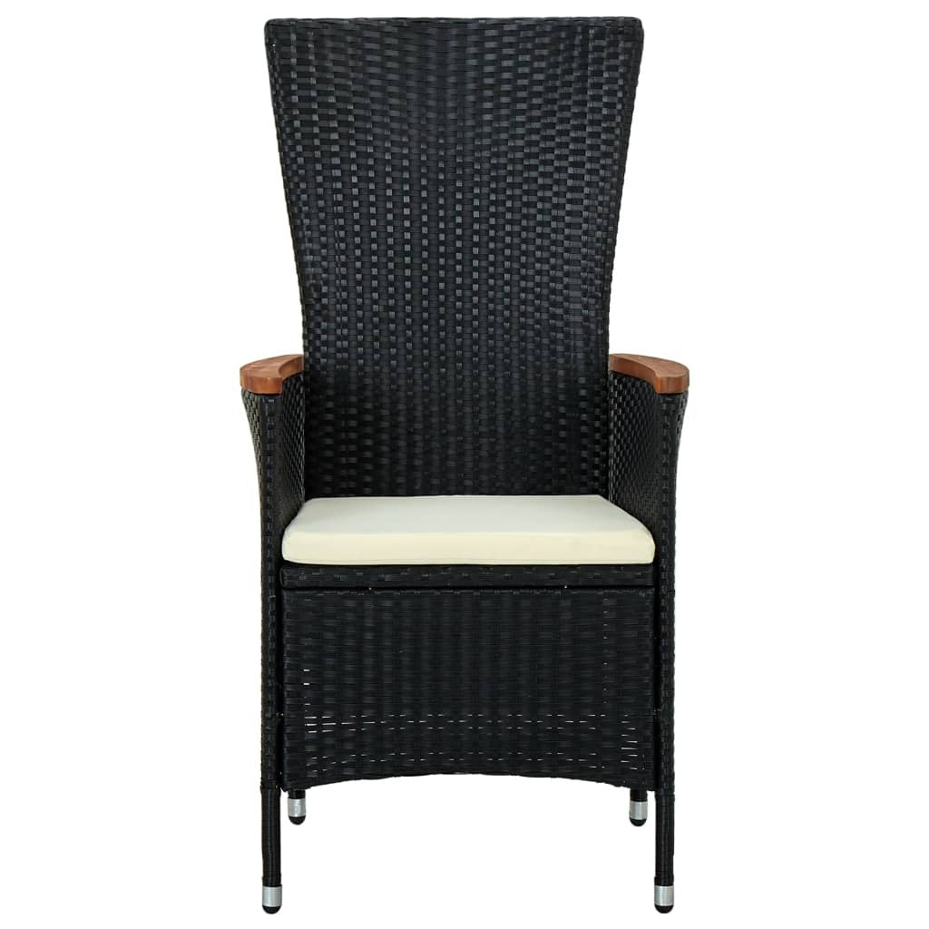 7 Piece Patio Dining Set with Cushions Black