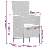 7 Piece Patio Dining Set with Cushions Black