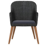 5 Piece Patio Dining Set with Cushions Black