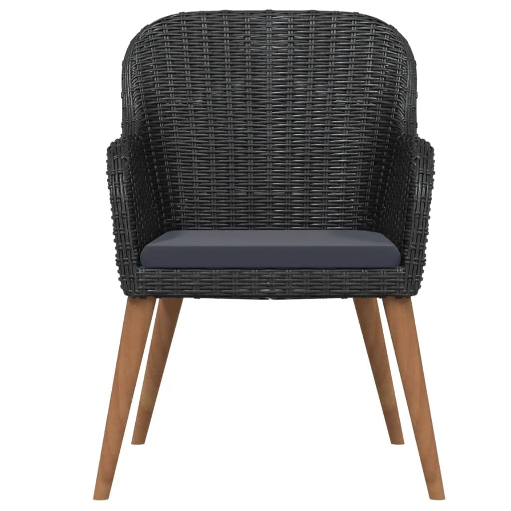 5 Piece Patio Dining Set with Cushions Black