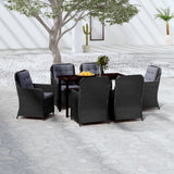 7 Piece Patio Dining Set Black