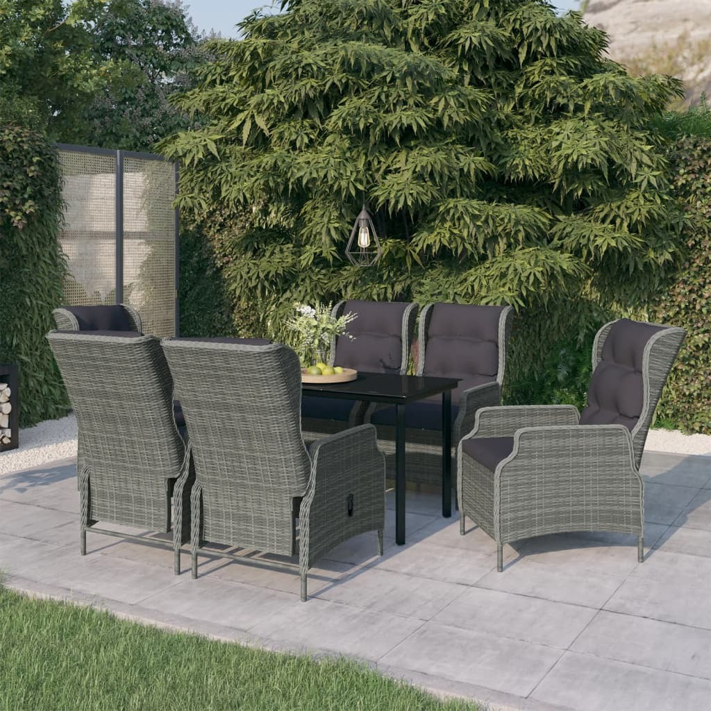 7 Piece Patio Dining Set Light Gray