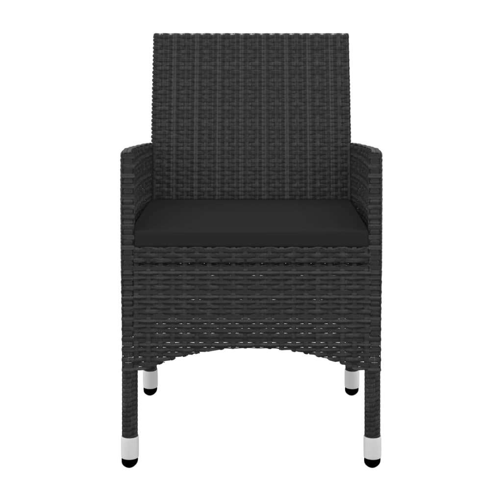 7 Piece Patio Dining Set with Cushions Poly Rattan and Glass