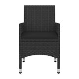 7 Piece Patio Dining Set with Cushions Poly Rattan and Glass