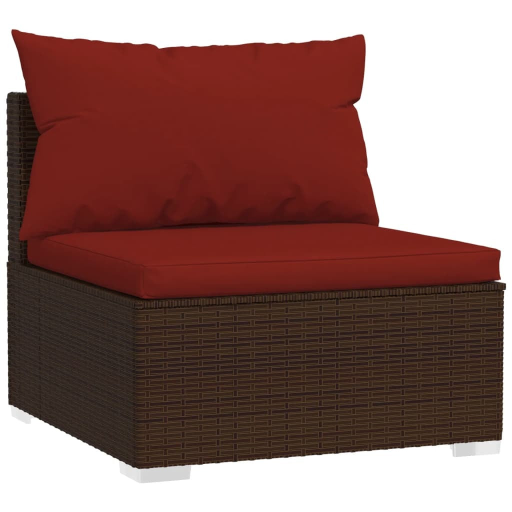 8 Piece Patio Lounge Set with Cushions Poly Rattan Brown