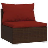 8 Piece Patio Lounge Set with Cushions Poly Rattan Brown