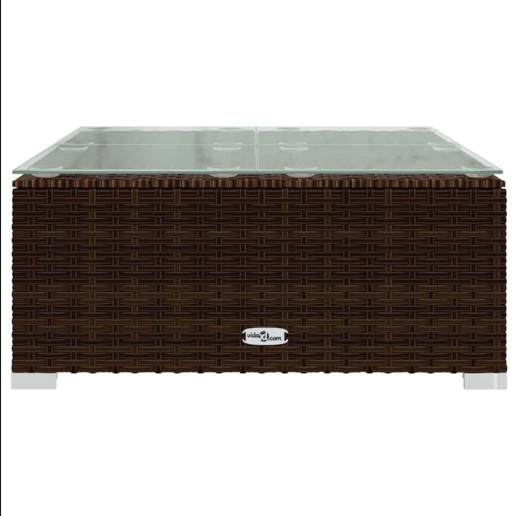 7 Piece Patio Lounge Set with Cushions Poly Rattan Brown