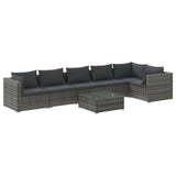 7 Piece Patio Lounge Set with Cushions Poly Rattan Gray