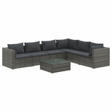 7 Piece Patio Lounge Set with Cushions Poly Rattan Gray