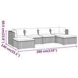 6 Piece Patio Lounge Set with Cushions Poly Rattan Black