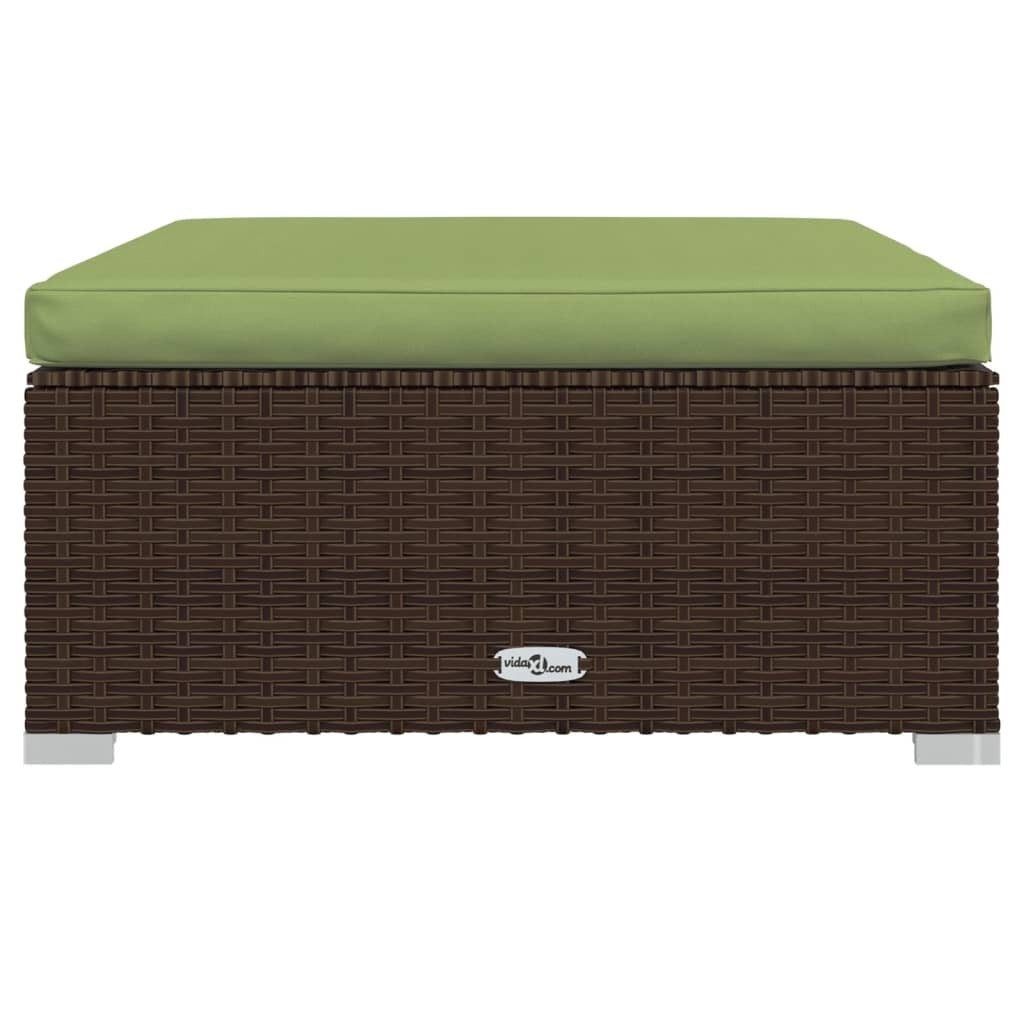 7 Piece Patio Lounge Set with Cushions Poly Rattan Brown