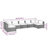 7 Piece Patio Lounge Set with Cushions Poly Rattan Black