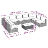 10 Piece Patio Lounge Set with Cushions Poly Rattan Black