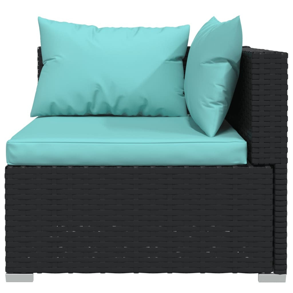 10 Piece Patio Lounge Set with Cushions Poly Rattan Black