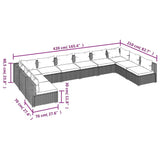 10 Piece Patio Lounge Set with Cushions Poly Rattan Black